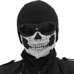 Face protection mask, skull design, black and white color